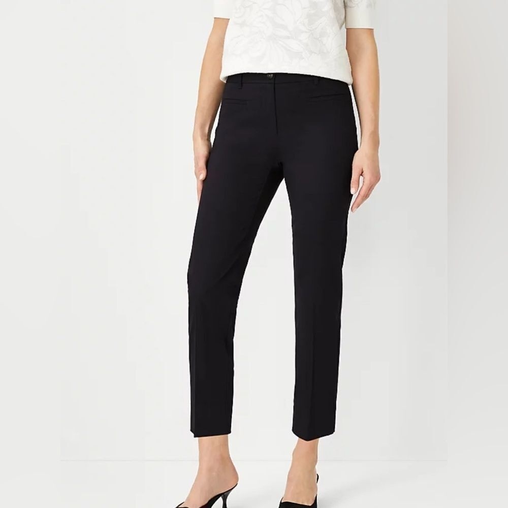 Ann Taylor Petite Cotton Crop Black Pant Size 16P‎